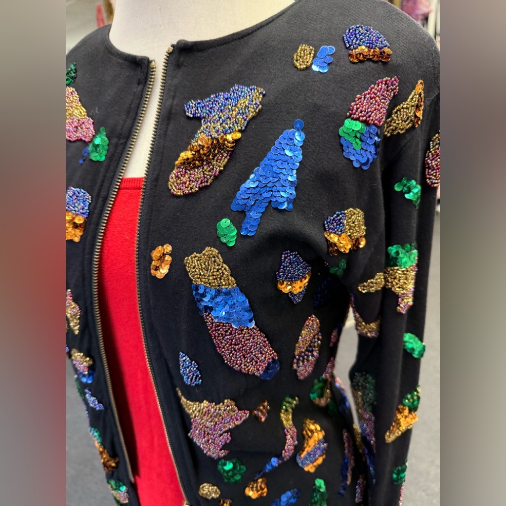 Vintage Bling Heavily Beaded Designer Jacket by Gene Ewing